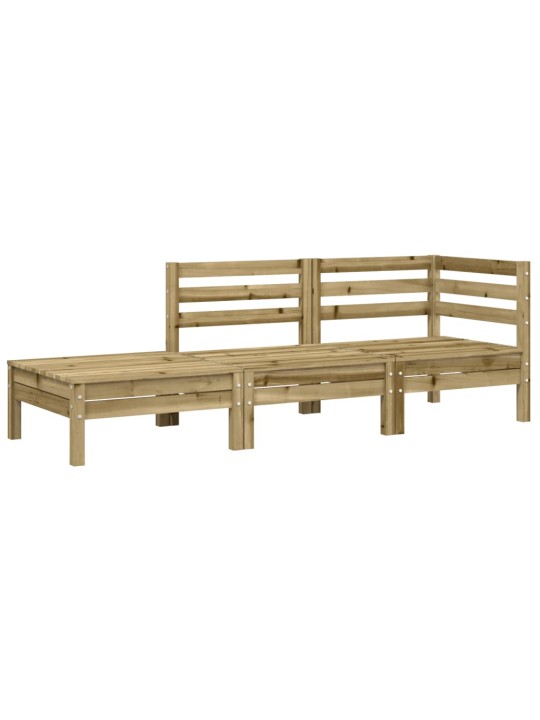 Sodo sofa su pagalvėlėmis ir pakoja, impregnuota pušies mediena