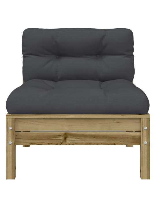 Sodo sofa su pagalvėlėmis ir pakoja, impregnuota pušies mediena