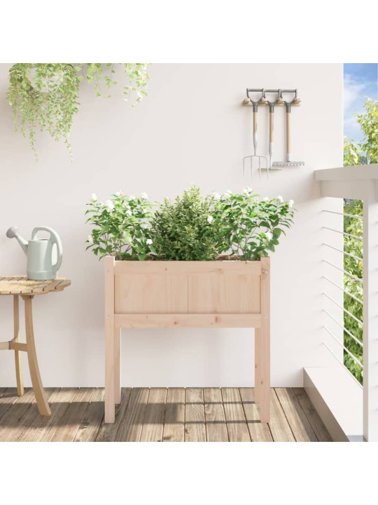 Sodo lovelis su kojelėmis, 70x31x70cm, pušies medienos masyvas