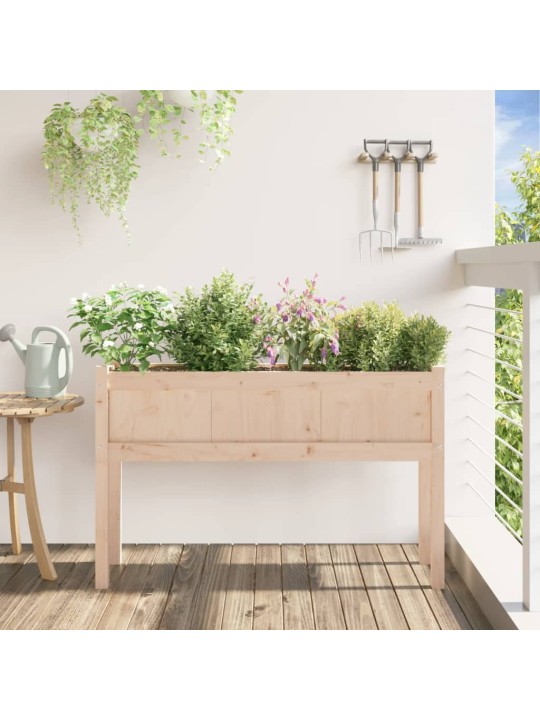 Sodo lovelis su kojelėmis, 110x31x70cm, pušies medienos masyvas