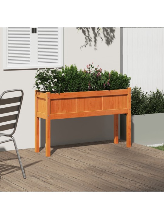 Sodo lovelis su kojelėmis, vaško rudas, 110x31x70cm, pušis