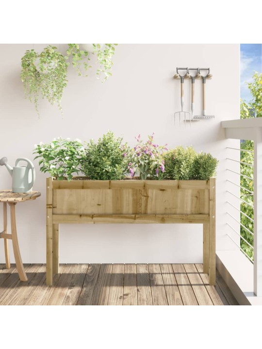 Sodo lovelis su kojelėmis, 110x31x70cm, impregnuota pušis