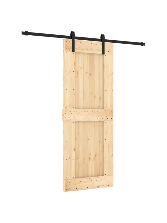 Stumdomos durys su įrangos rinkiniu, 80x210cm, pušies masyvas