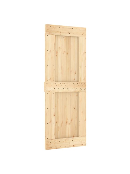 Stumdomos durys su įrangos rinkiniu, 80x210cm, pušies masyvas