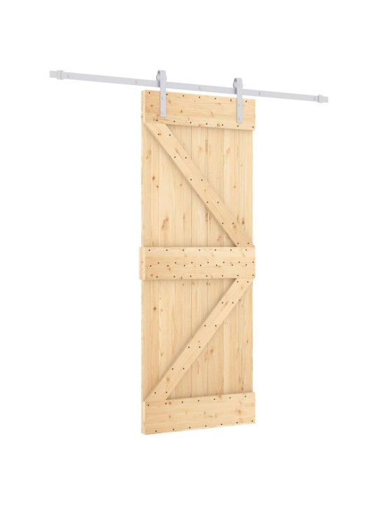 Stumdomos durys su įrangos rinkiniu, 80x210cm, pušies masyvas