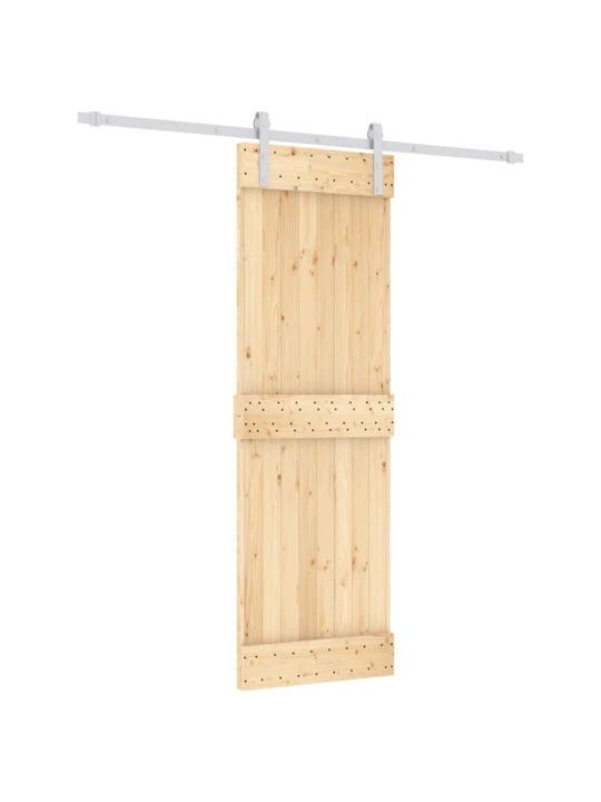 Stumdomos durys su įrangos rinkiniu, 70x210cm, pušies masyvas