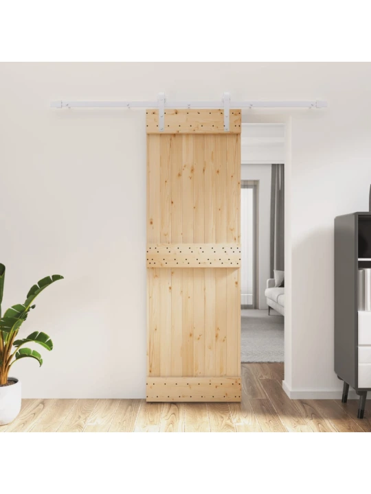 Stumdomos durys su įrangos rinkiniu, 70x210cm, pušies masyvas