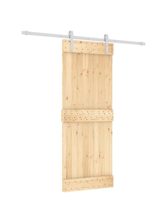 Stumdomos durys su įrangos rinkiniu, 80x210cm, pušies masyvas