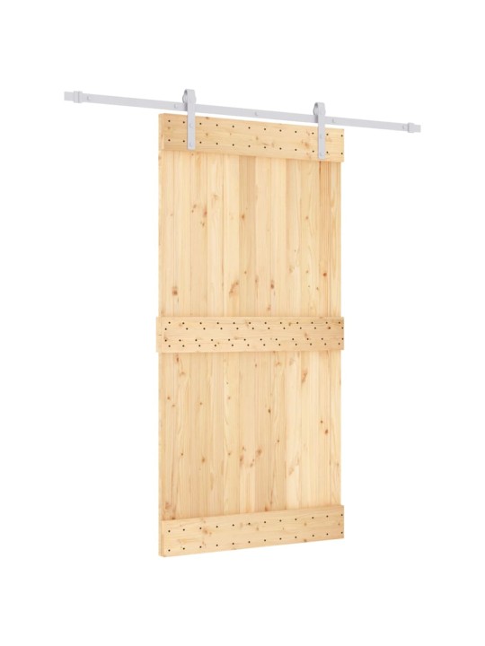 Stumdomos durys su įrangos rinkiniu, 100x210cm, pušies masyvas