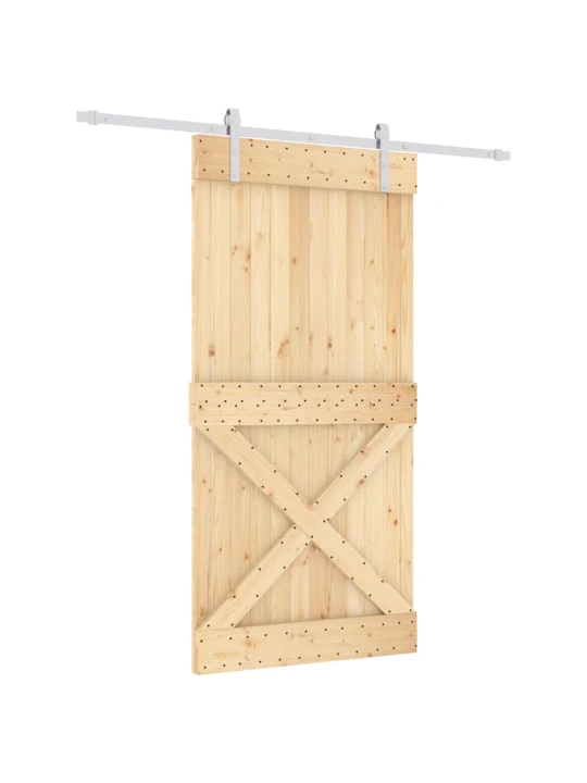 Stumdomos durys su įrangos rinkiniu, 100x210cm, pušies masyvas