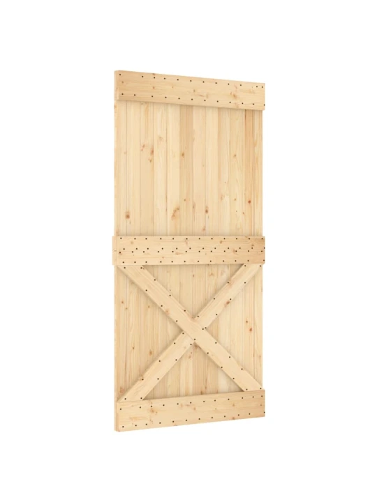 Stumdomos durys su įrangos rinkiniu, 100x210cm, pušies masyvas