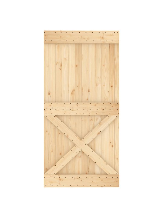 Stumdomos durys su įrangos rinkiniu, 100x210cm, pušies masyvas