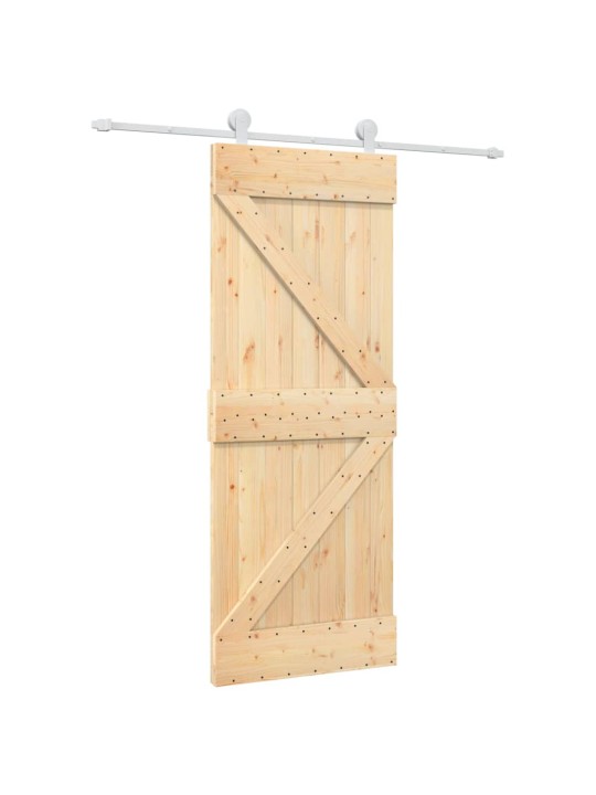 Stumdomos durys su įrangos rinkiniu, 80x210cm, pušies masyvas
