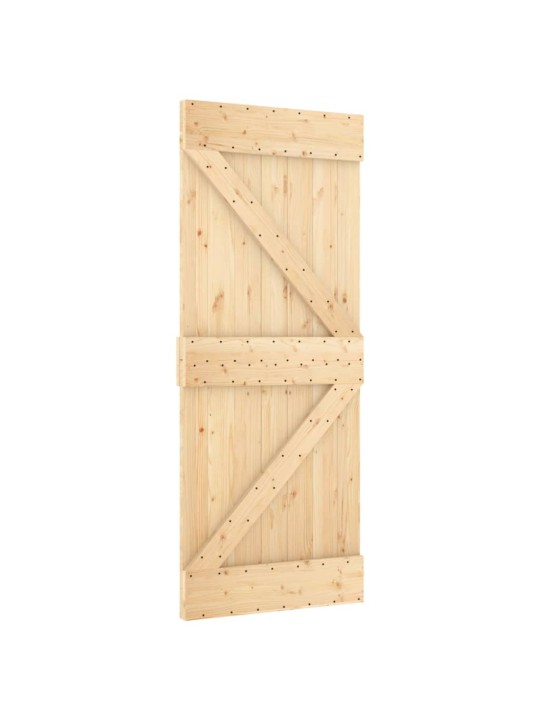 Stumdomos durys su įrangos rinkiniu, 80x210cm, pušies masyvas