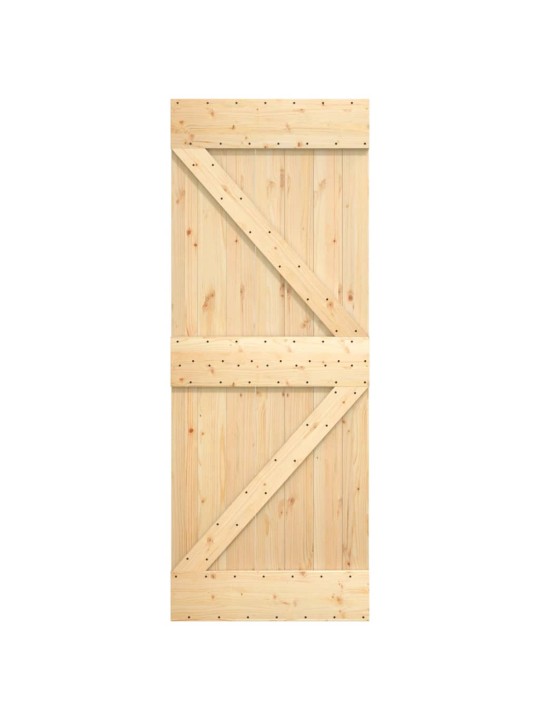 Stumdomos durys su įrangos rinkiniu, 80x210cm, pušies masyvas
