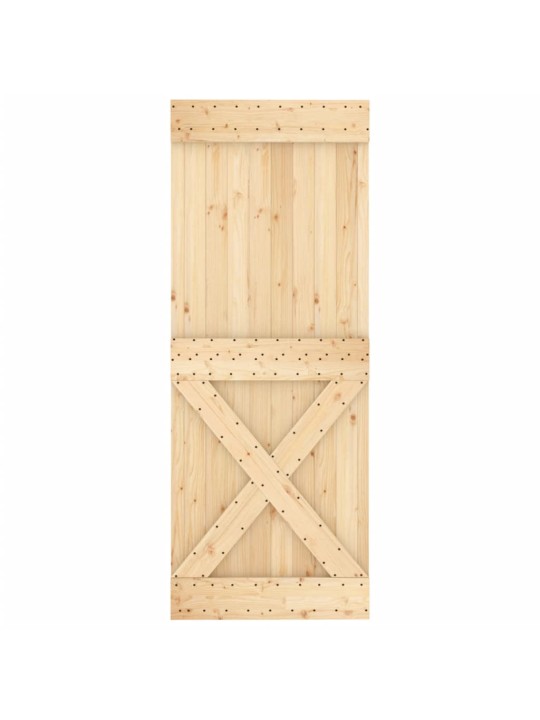 Stumdomos durys su įrangos rinkiniu, 80x210cm, pušies masyvas