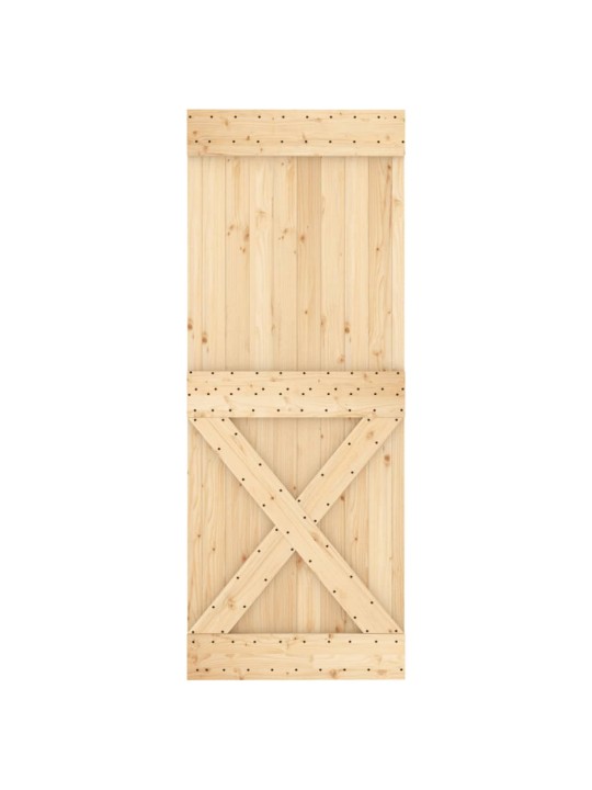 Stumdomos durys su įrangos rinkiniu, 80x210cm, pušies masyvas