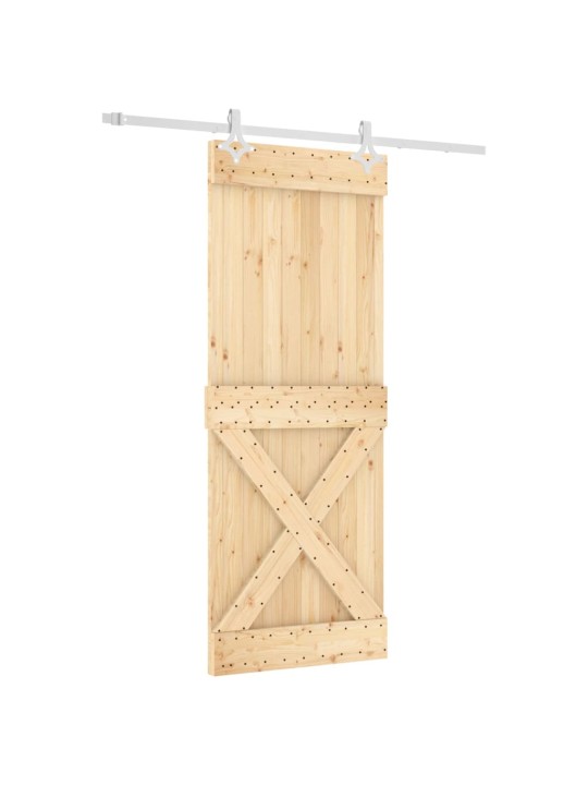 Stumdomos durys su įrangos rinkiniu, 80x210cm, pušies masyvas