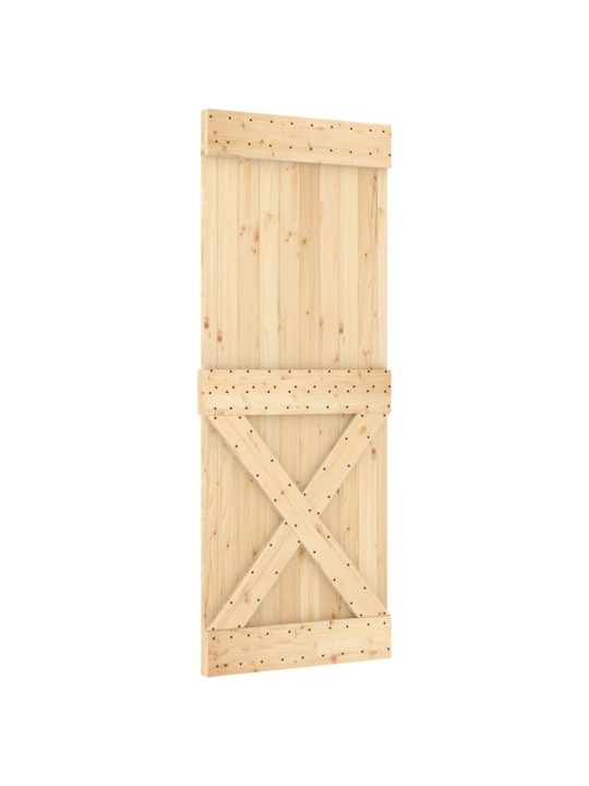 Stumdomos durys su įrangos rinkiniu, 80x210cm, pušies masyvas