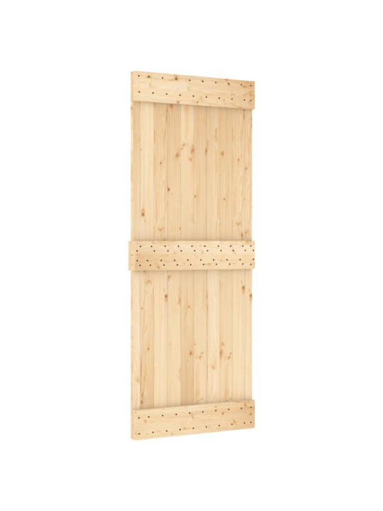 Stumdomos durys su įrangos rinkiniu, 80x210cm, pušies masyvas