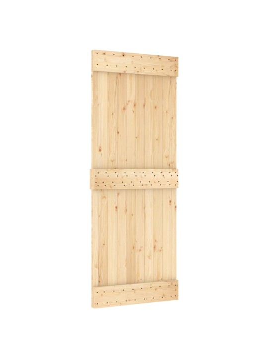 Stumdomos durys su įrangos rinkiniu, 80x210cm, pušies masyvas