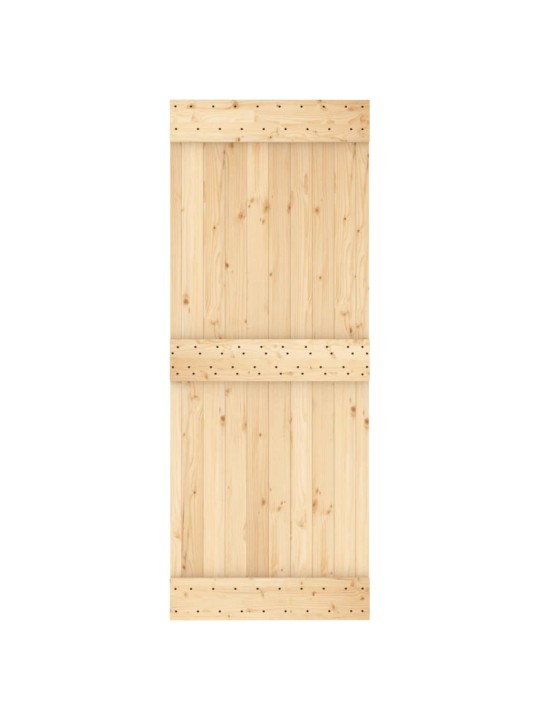 Stumdomos durys su įrangos rinkiniu, 80x210cm, pušies masyvas