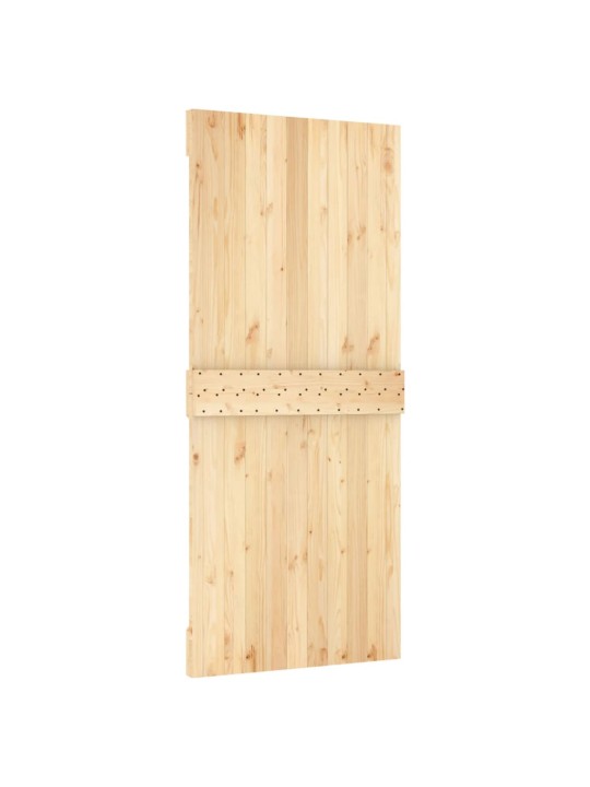 Stumdomos durys su įrangos rinkiniu, 90x210cm, pušies masyvas