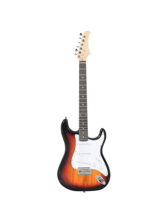 Elektrinė gitara pradedantiesiems su dėklu, ruda/balta, 4/4 39"