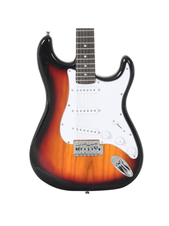 Elektrinė gitara pradedantiesiems su dėklu, ruda/balta, 4/4 39"