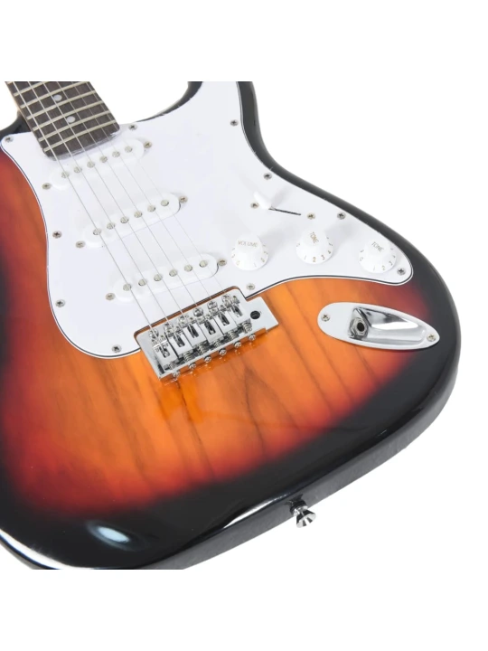 Elektrinė gitara pradedantiesiems su dėklu, ruda/balta, 4/4 39"