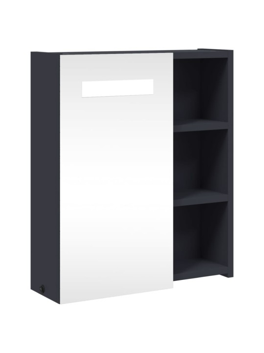 Veidrodinė vonios kambario spintelė su LED, pilka, 45x13x52cm