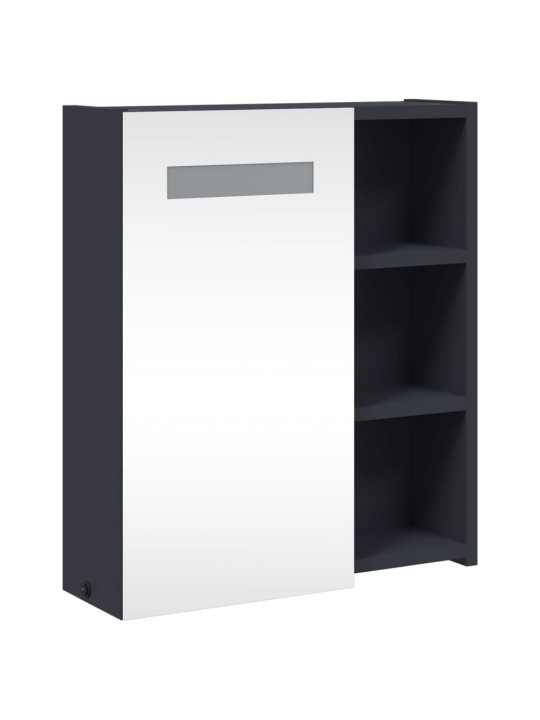 Veidrodinė vonios kambario spintelė su LED, pilka, 45x13x52cm