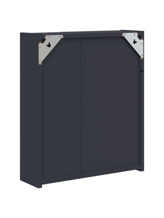 Veidrodinė vonios kambario spintelė su LED, pilka, 45x13x52cm