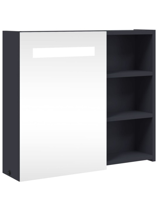 Veidrodinė vonios kambario spintelė su LED, pilka, 60x13x52cm