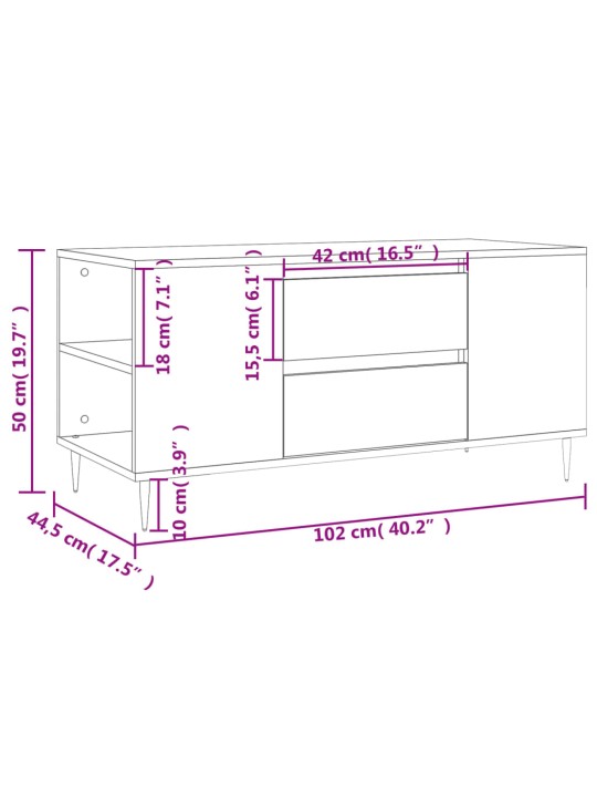 Kavos staliukas, baltas, 102x44,5x50cm, apdirbta mediena