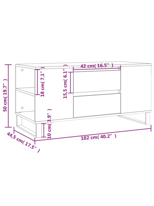 Kavos staliukas, baltas, 102x44,5x50cm, apdirbta mediena