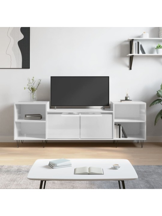 Televizoriaus spintelė, balta, 160x35x55cm, mediena, blizgi
