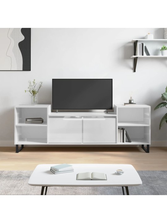 Televizoriaus spintelė, balta, 160x35x55cm, mediena, blizgi