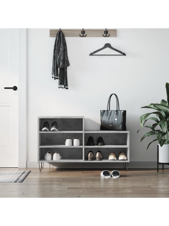 Spintelė batams, betono pilka, 102x36x60cm, apdirbta mediena