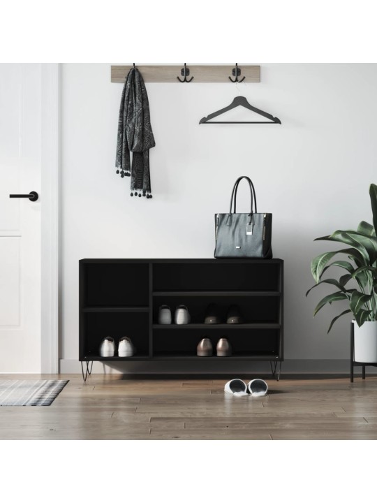 Spintelė batams, juodos spalvos, 102x36x60cm, apdirbta mediena