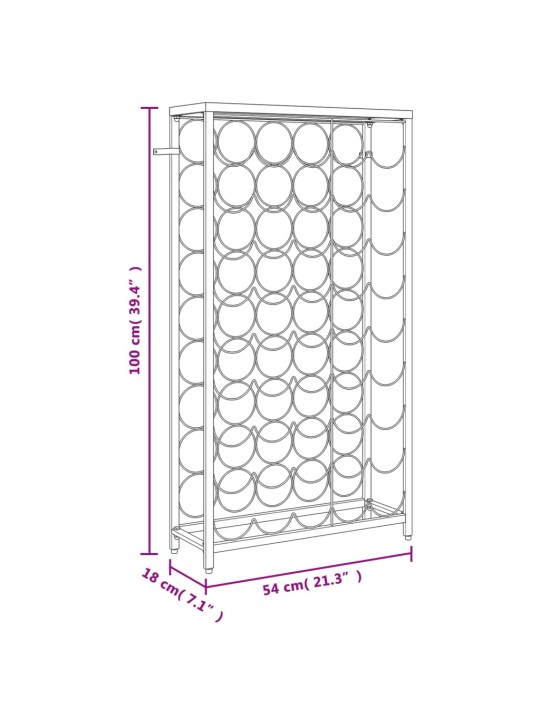 Vyno laikiklis 45 buteliams, juodas, 54x18x100cm, kalta geležis