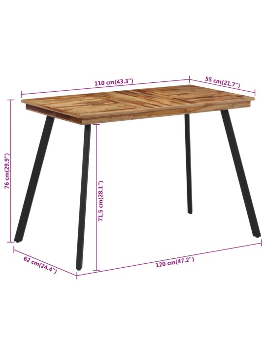 Valgomojo stalas, 120x62x76cm, tikmedžio medienos masyvas