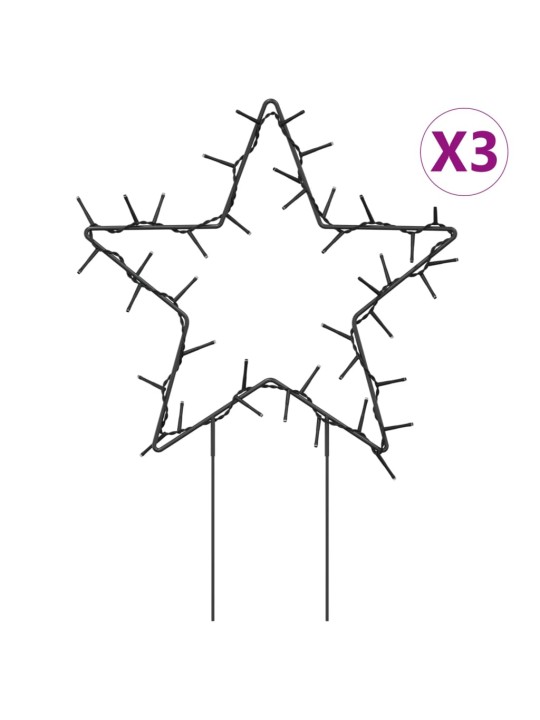 Kalėdinės dekoracijos žvaigždės su smaigais, 3vnt., 50LED, 29cm