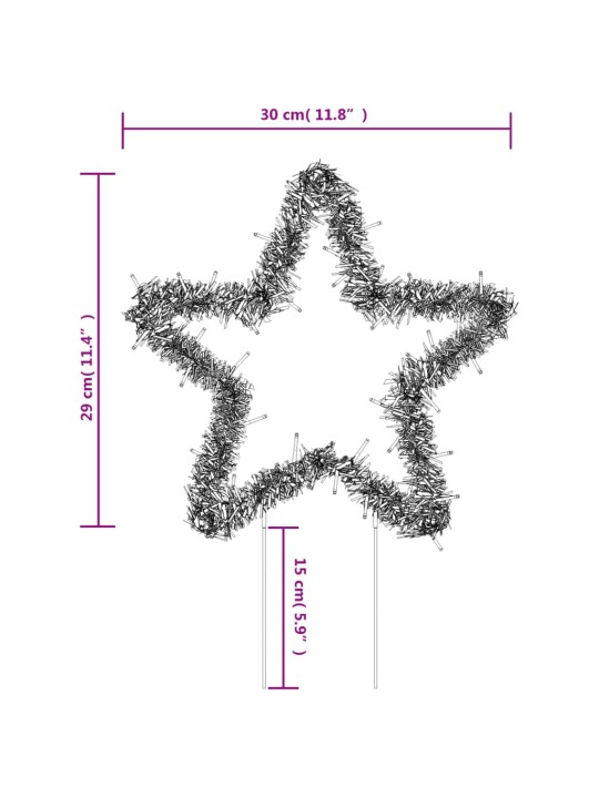Kalėdinės dekoracijos žvaigždės su smaigais, 3vnt., 50LED, 29cm