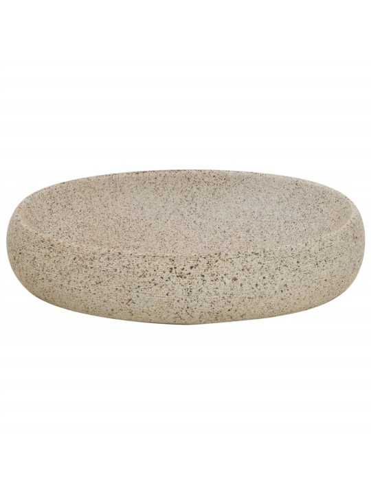 Praustuvas ant stalviršio, smėlio, 59x40x15cm, keramika, ovalus