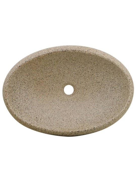 Praustuvas ant stalviršio, smėlio, 59x40x15cm, keramika, ovalus