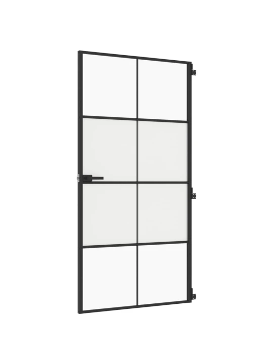 Vidaus durys, juodos, 102,5x201,5cm, stiklas ir aliuminis