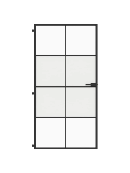 Vidaus durys, juodos, 102,5x201,5cm, stiklas ir aliuminis
