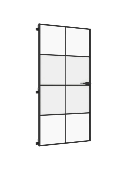 Vidaus durys, juodos, 102,5x201,5cm, stiklas ir aliuminis