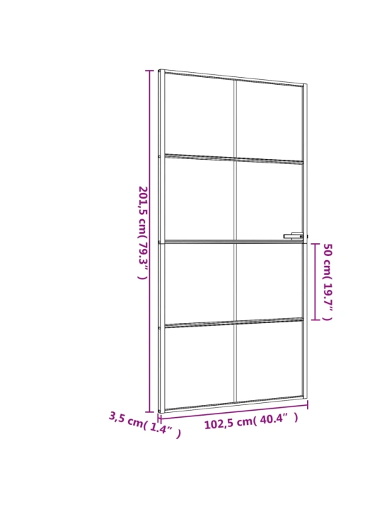 Vidaus durys, juodos, 102,5x201,5cm, stiklas ir aliuminis